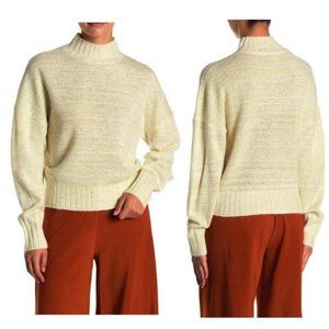 NSR Ivory Metallic Mock Neck Ribbed Sweater ®